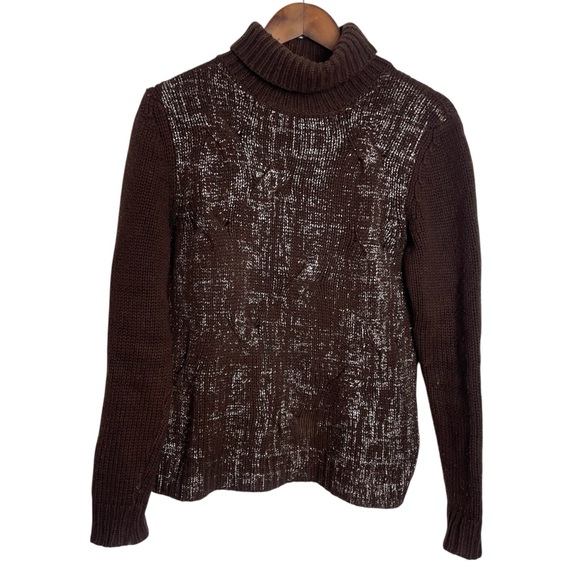 Peserico Brown Textured Turtleneck‎ Sweater - Picture 1 of 4